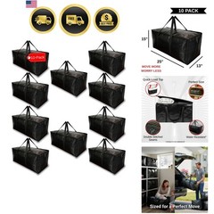 10 – Pack Heavy Duty Large Moving Bag with Strong Zipper and Comfortable Hand…