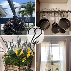 6 Inch Heavy Duty Vinyl Coated S Hooks Black for Plants, Kitchen, Closet – 4 Pac