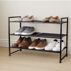 Berkley Jensen 3 Tier Metal Shoe Rack With Wood Top