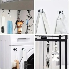 6 Pack Magnetic Hooks Heavy Duty, Neodymium Magnet Hooks, Strong Black M