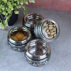 Stainless Steel See Thru Storage Box with Transparent Lid | Silver Oxidized F…