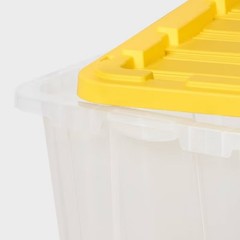 27gal Heavy Duty Storage Tote Clear with Yellow Lid