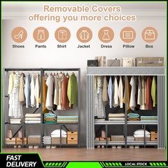 59in Heavy Duty Closet Organizer Syste Freestanding Clothing Racks Clothes Rack