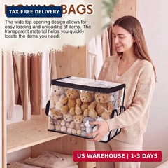 Eccliy 6 Pack Clear Plastic Storage Bag with Hinged Lid 14.96 x 12.6 x 9.45 Inch