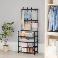 Black Generic Coat/Shoe Rack 2 In 1