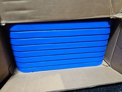 (QTY 8) 27 Gallon 30-1/4″ x 20.5″ Heavy Duty Tote Bin Blue Cover Top Lid Only