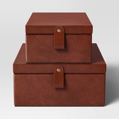 Faux Leather Storage Box Set