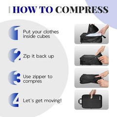 6-Piece Travel Compression Packing Cubes Set Luggage Organizer Bags for Carry-On