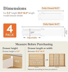 Lifewit Drawer Dividers Clothes 3.2in High Expandable 10.5-16.5in 4 Pack