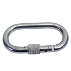 1/4″ Carabiner Clip Spring Snap Hook Oval Shape W/ Lock Nut Stainless Steel T316