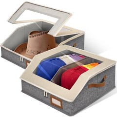 2-in-1 Hat Organizer for Baseball Caps Holds 48-60 2 Pack-Large White and Grey
