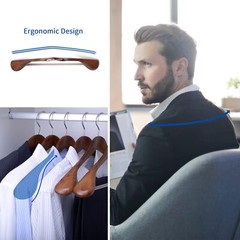 Luxury Wooden Suit Hangers 6 Pack Wood Coat Hangers Jacket Outerwear Shirt Hange