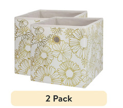 2 Pack Collapsible Fabric Cube Storage Bins – Gold Metallic Organizer