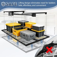Overhead Garage Storage Rack Ceiling Mounted Storage Lift for Garage 4 ft x 8 ft