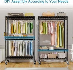 P3 Rolling Clothes Rack, Clothing Racks for Hanging Clothes, Heavy Duty Garme…