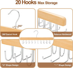 TOPIA HANGER 2 in 1 Belt Tie Hanger for Closet Max 30 Belts with 30 Ties Capacit