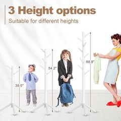 Aliphon Wooden Coat Rack Stand, Freestanding Coat Rack with 8 Hooks, 3 Adjust…