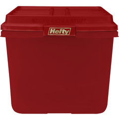 Hefty 18 Gallon Plastic Storage Tote, HI-RISE Lid, Holiday Christmas Box, 6 Pack