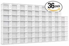 12/36 Pack XL Clear Drop Side Shoe Boxes Stackable Sneaker Storage Display Case
