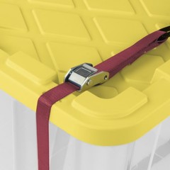 Sterilite 27 Gal Industrial Storage Tote Clear Bin Yellow Lid 4 Pack