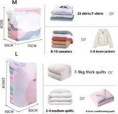 No-Pump Vacuum Storage Bags Large Cube Space Saver Compression Bags1/2/3Pcs