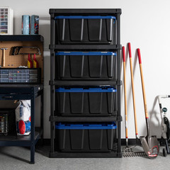 IRIS USA 27 Gal Stackable Storage Containers 4 Pack Heavy Duty Tote Boxes