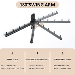 Swing Clothes Hanger Rack Folding Bar Wall Mount 304 Steel 9.45 Inch 2 PCS