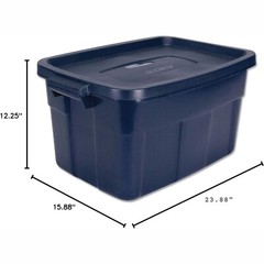 Rubbermaid Roughneck Storage Box Dark Indigo Metallic 14 Gal Stackable Container