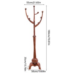 Tree-shaped Wooden Free Standing Clothes Rack Stand Walnut Color 180cm/70.87in