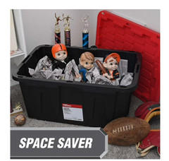 ( 2 PACK )Large Storage Bin, 27 Gallon Plastic Storage Container w/Snap-On Lid,