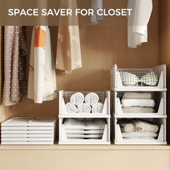 6 Pack Closet Organizers Storage Bins, Stackable Plastic Drawer Basket for Cloth