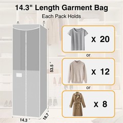 2 Pack Garment Bag for Hanging Clothes Closet, Hanging Garment Cover with Bui…
