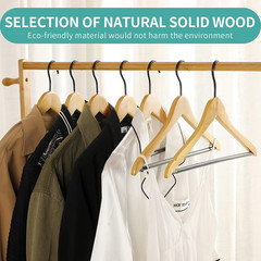 20 Pack Clear Wood Hangers 17.5 Inch – Premium Solid Maple Wood Coat Hangers wit