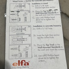 10 Pack ELFA Easy Hang Shelving Masonry-Concrete-Solid Wood Anchors New Sealed