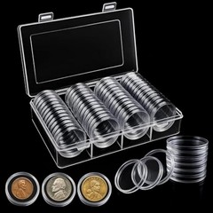 60 Pack 41mm Clear Coin Capsules For Morgan Silver Dollar Half Dollar Coins US