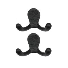 2 PCS Iron Valley Double Coat Hooks Solid Cast Iron Heavy Duty Wall Hangers