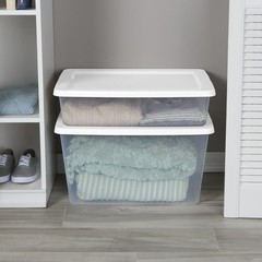 Sterilite, 58 Quart Clear Storage Bin, Snap-on Lid Storage Container, with Lid