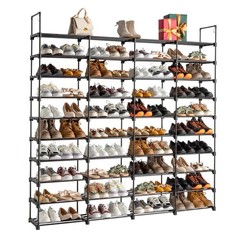 10-Tier Large Capacity Metal Shoe Rack 80-Pair Shoe Storage Organizer – Black