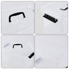Cand 4-Pack 10 L Plastic Latching Storage Bin, Clear Storage Box Bin with Handle