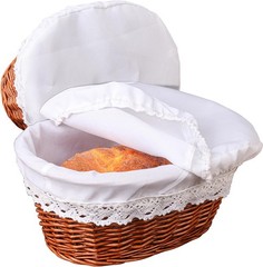 2 Pack 12 Inch Oval Wicker Bread Basket, Elegant Woven Wicker Bread Baskets for