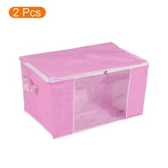2pcs Clothes Storage Bags Clothes Storage Bins Foldable Closet Organizers Pink
