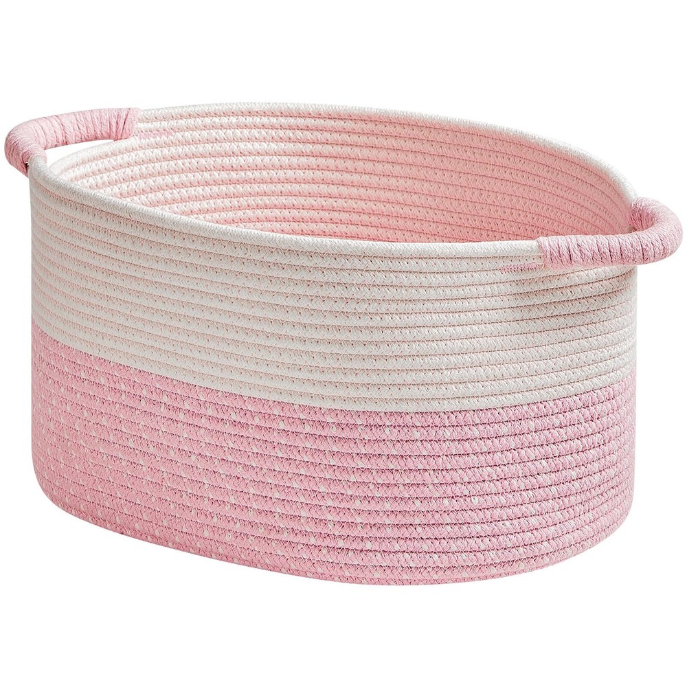 Storage Baskets For Organizing | 15″x10.2″x9.1″ Nursery Bin With Handles Woven C
