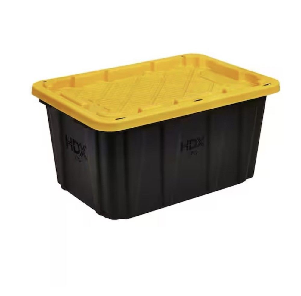 27 Gal. Tough Storage Tote in Black and Yellow