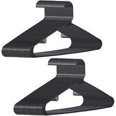 Standard Black Plastic Hangers 100 Pack w/ 2 Hooks Space Saving for Coats Skirts