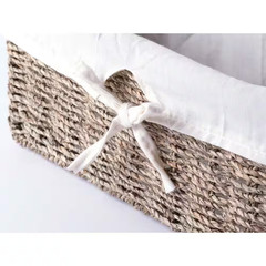 12 In. W X 6.5 In. D X 5.3 In. H Seagrass Shelf Basket Lined with White Lining