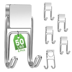 MIKEDE Magnetic Hooks 6Pcs 50lbs+ Magnet Hook 2026 0.98×2.36 in, Silver