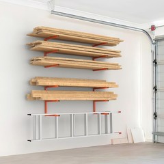Garage Wall Mounted Lumber Storage Rack Overhead Heavy Duty One-Piece Design