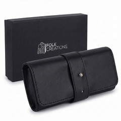 4 Slot Watch Roll Travel Case Vegan Leather Watch Organizer for Men Storage