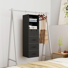 Hanging Closet Organizer with 5 Drawers 6 Shelves Storage for Wardrobe RV Black