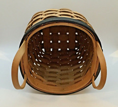 Vtg Beulstone Split Wood Woven Basket w/ Handles Storage 9.25″ Farmhouse Cottage
